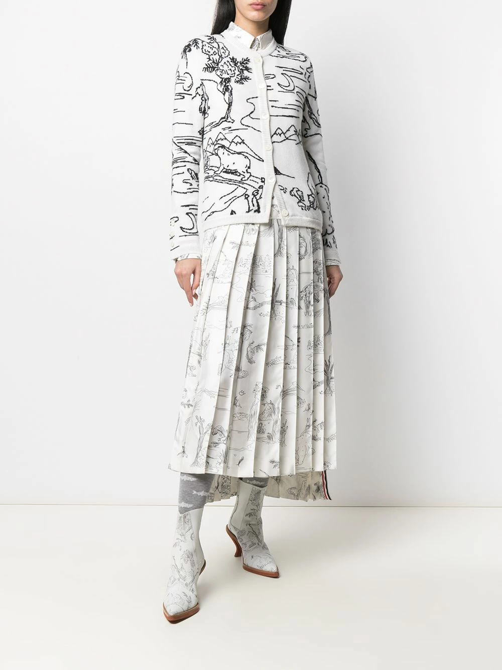 Thom Browne Patterned intarsia knit cardigan cardigans of women 2 Thom Browne patterned intarsia-knit cardigan