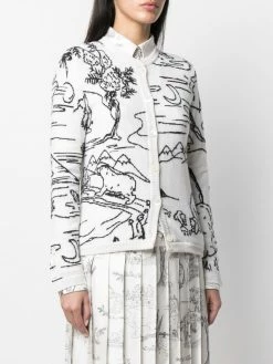 Thom Browne Patterned intarsia knit cardigan cardigans of women 7 Thom Browne patterned intarsia-knit cardigan