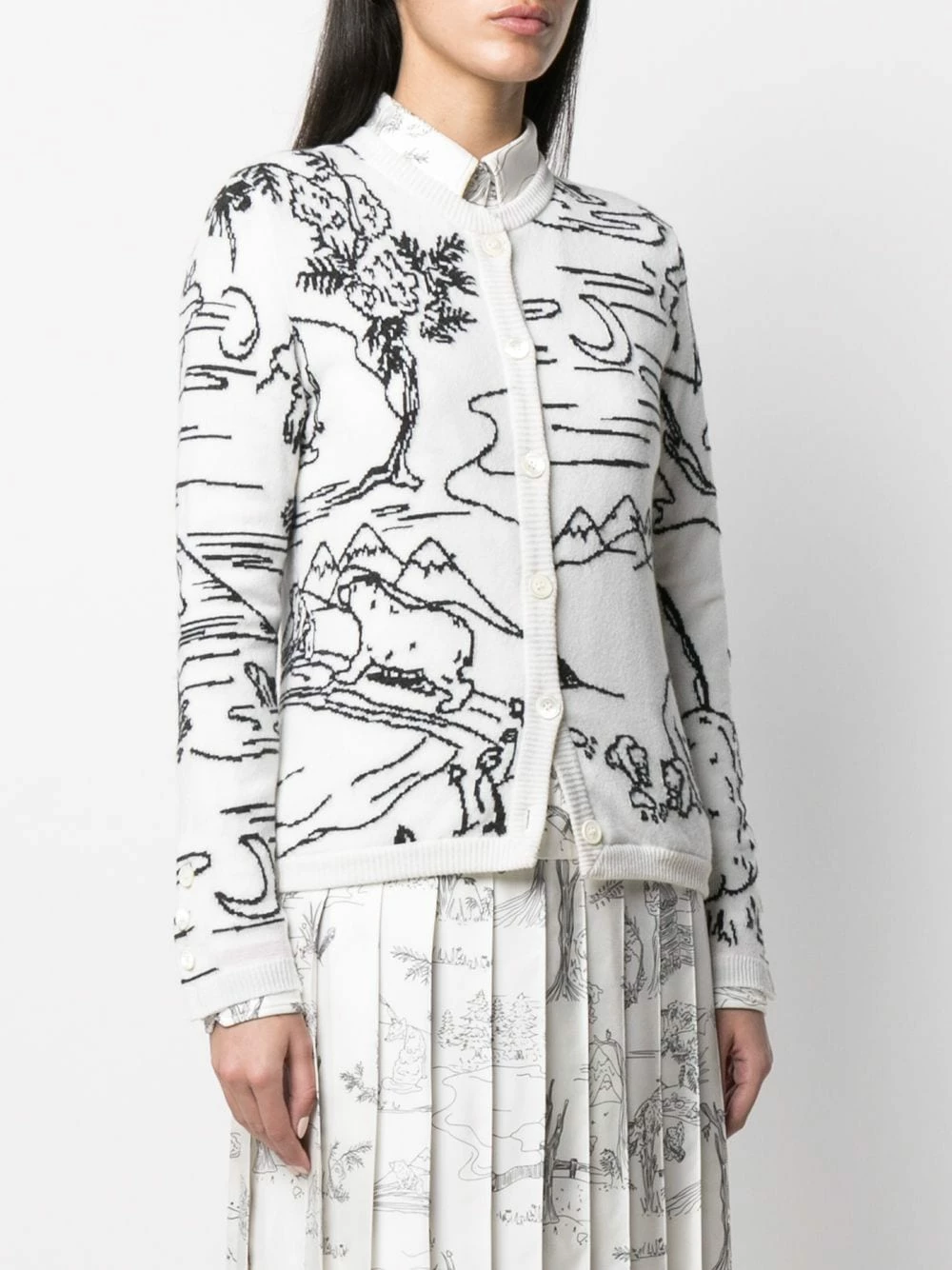 Thom Browne Patterned intarsia knit cardigan cardigans of women 3 Thom Browne patterned intarsia-knit cardigan