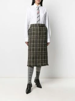 Thom Browne tartan check tweed sack skirt