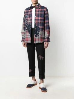 Thom Browne cropped exposed stitching trousers