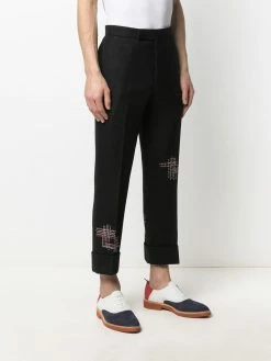 Thom Browne cropped exposed stitching trousers