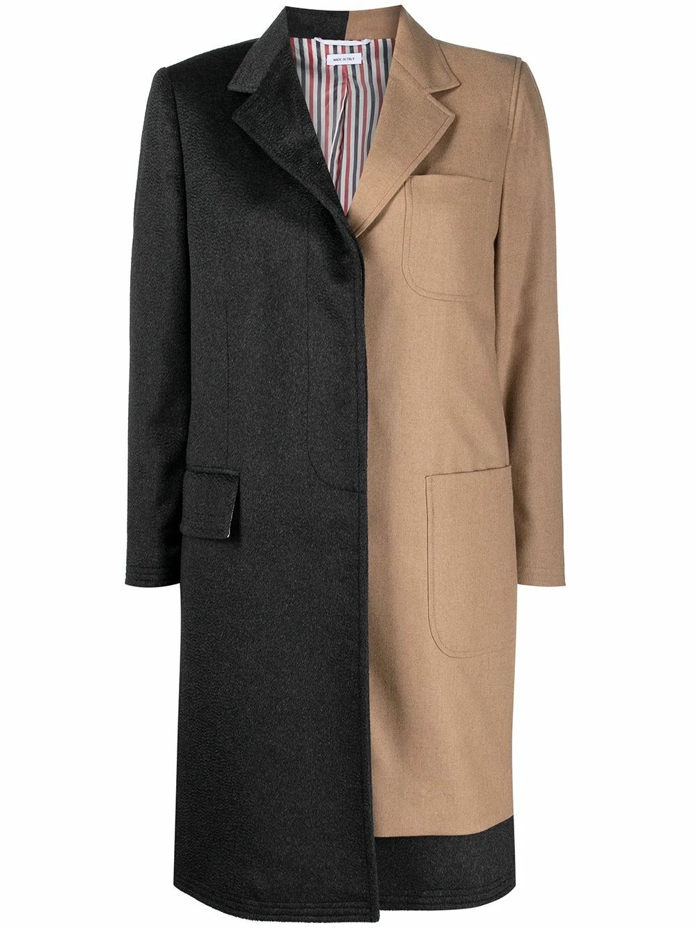 Thom Browne Colour block single breasted coat single breasted coats of women 1 Thom Browne colour-block single-breasted coat