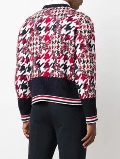 Thom Browne houndstooth-pattern frayed jumper