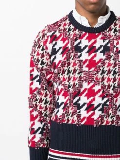 Thom Browne houndstooth-pattern frayed jumper