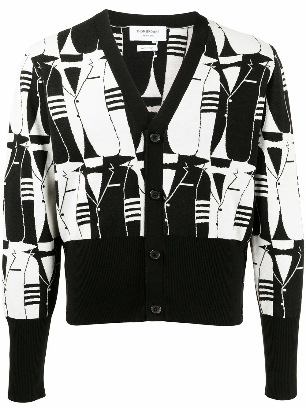 Thom Browne Intarsia knit cardigan cardigans of men 1 Thom Browne intarsia-knit cardigan