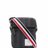 Thom Browne tricolour shoulder strap striped messenger bag