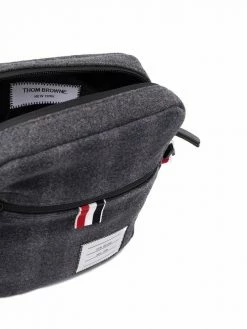 Thom Browne tricolour shoulder strap striped messenger bag
