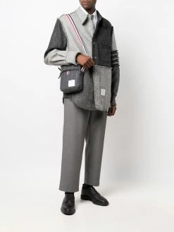 Thom Browne tricolour shoulder strap striped messenger bag