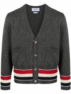 Thom Browne tricolour stripes V-neck cardigan