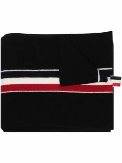 Thom Browne tricolour detail knitted scarf