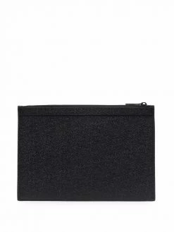 Thom Browne grosgrain-tab leather clutch bag