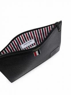 Thom Browne grosgrain-tab leather clutch bag