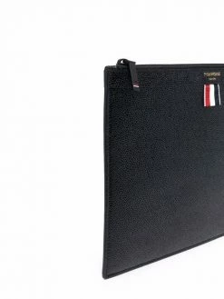 Thom Browne grosgrain-tab leather clutch bag