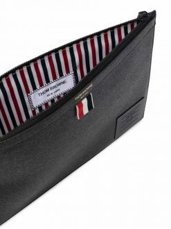 Thom Browne grosgrain-tab leather clutch bag