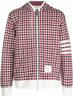 Thom Browne 4-Bar stripe check-print hoodie