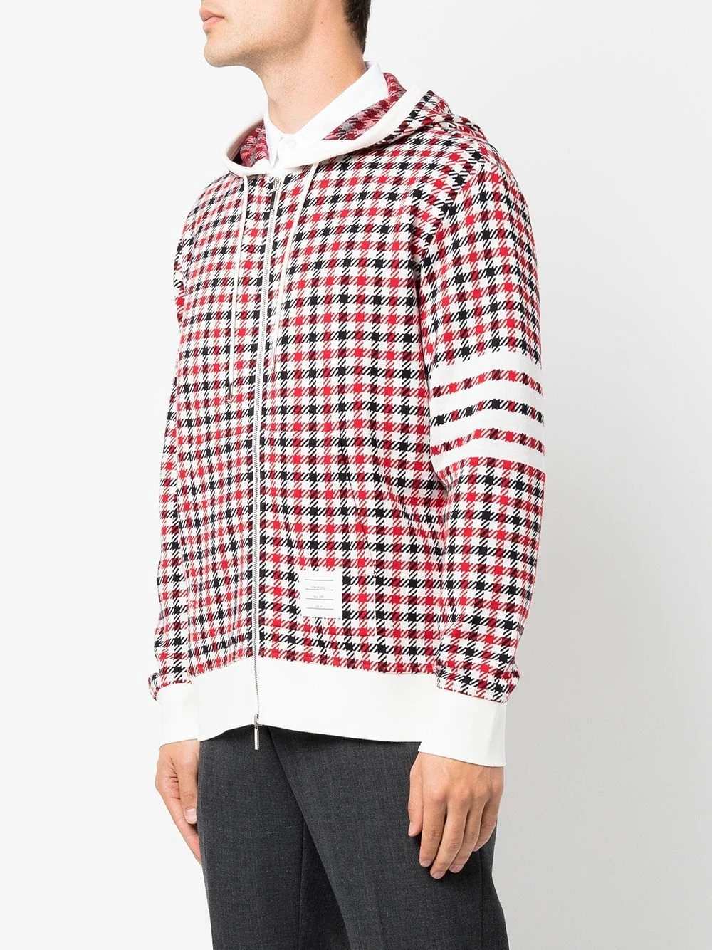 Thom Browne 4 Bar stripe check print hoodie hoodies of men 3 Thom Browne 4-Bar stripe check-print hoodie