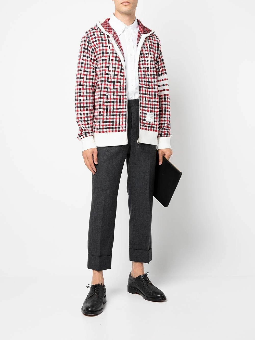 Thom Browne 4 Bar stripe check print hoodie hoodies of men 2 Thom Browne 4-Bar stripe check-print hoodie