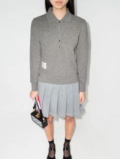 Thom Browne logo-patch knitted pool shirt