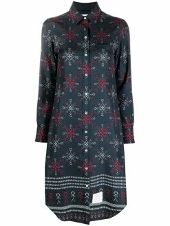 Thom Browne Snowflake fairisle shirt dress