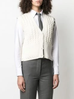 Thom Browne Cable knit vest top knitted tops of women 7 Thom Browne cable knit vest top