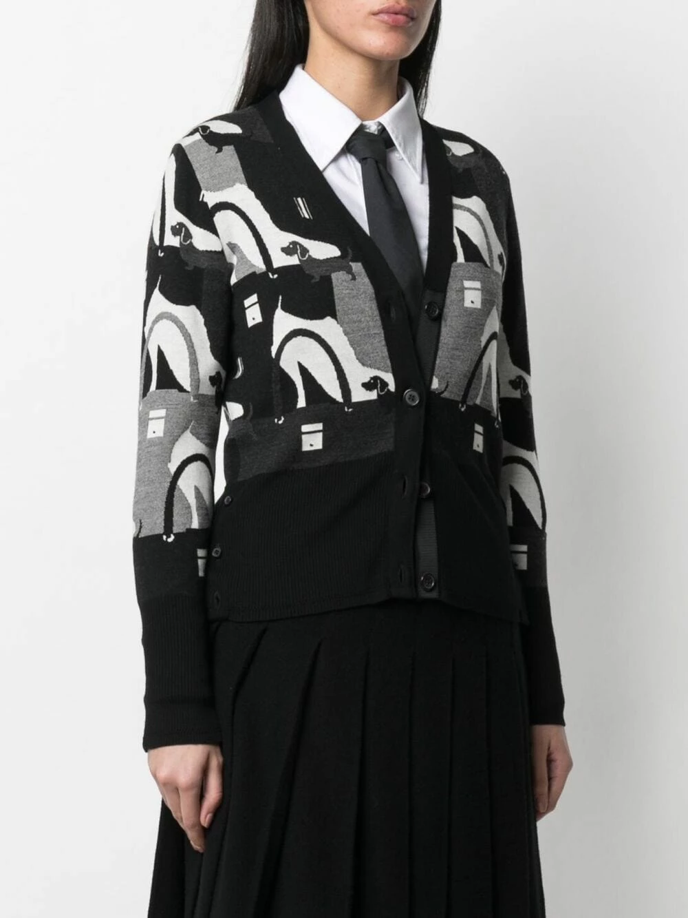 Thom Browne Intarsia pattern cardigan cardigans of women 3 Thom Browne intarsia-pattern cardigan