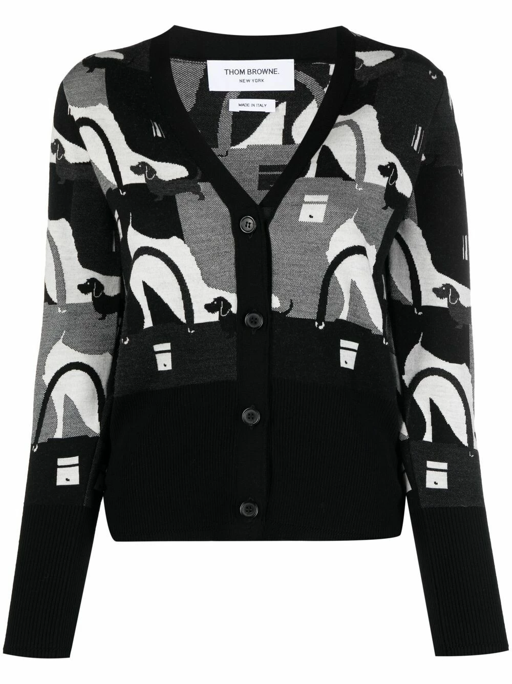 Thom Browne Intarsia pattern cardigan cardigans of women 1 Thom Browne intarsia-pattern cardigan