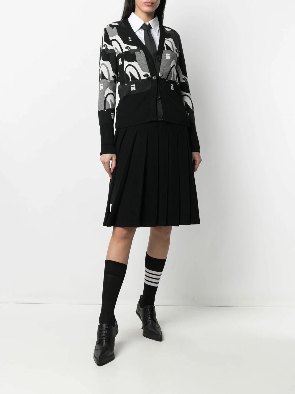 Thom Browne Intarsia pattern cardigan cardigans of women 2 Thom Browne intarsia-pattern cardigan