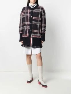 Thom Browne check-pattern cardi-coat