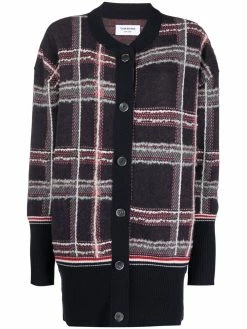 Thom Browne check-pattern cardi-coat