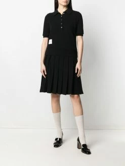 Thom Browne logo-patch knitted polo shirt