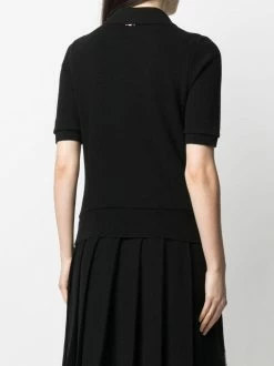 Thom Browne logo-patch knitted polo shirt