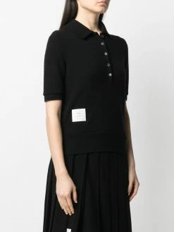 Thom Browne logo-patch knitted polo shirt