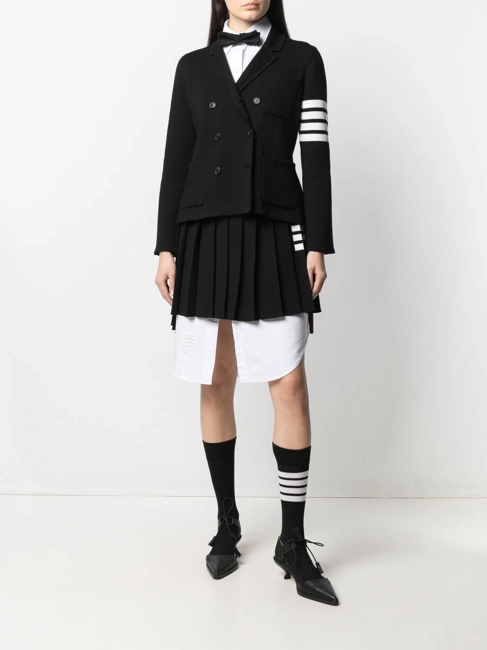 Thom Browne 4 Bar stripe knitted blazer blazers of women 2 Thom Browne 4-Bar stripe knitted blazer