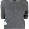 Thom Browne waffle-knit polo top