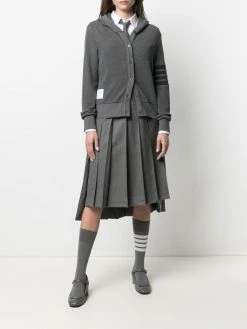 Thom Browne waffle-knit hooded cardigan