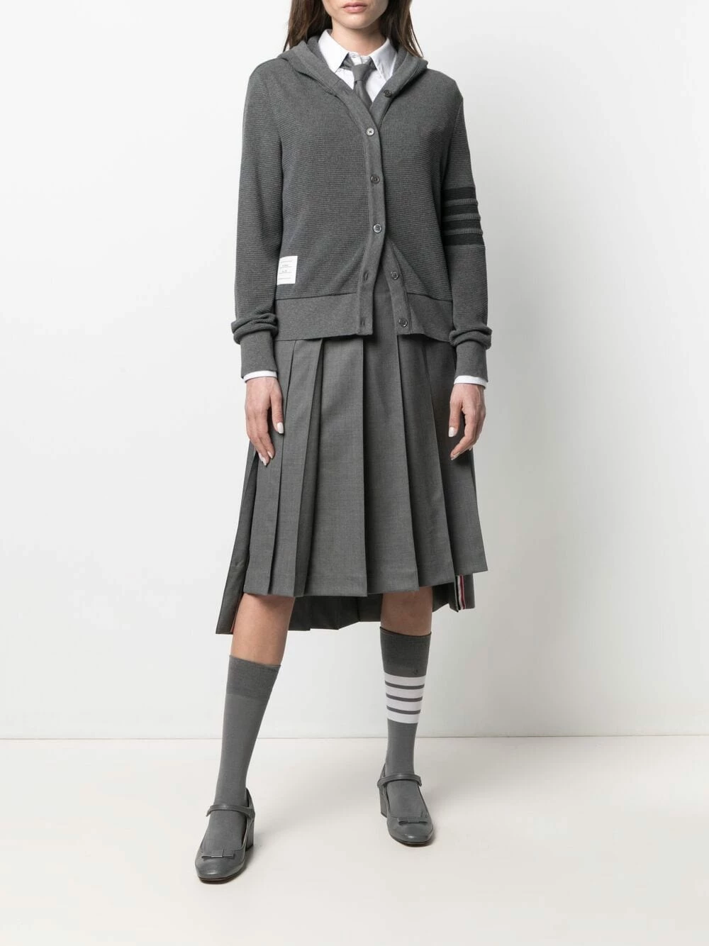 Thom Browne Waffle knit hooded cardigan cardigans of women 2 Thom Browne waffle-knit hooded cardigan