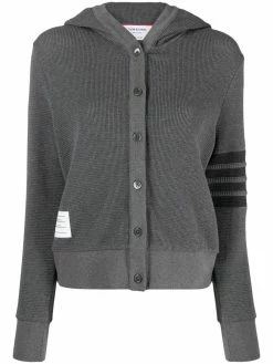 Thom Browne waffle-knit hooded cardigan