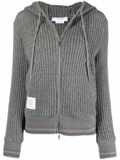 Thom Browne waffle-knit zip-up hoodie