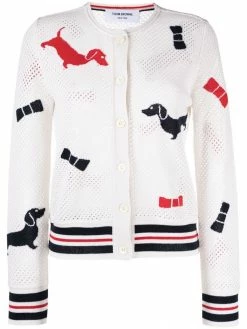 Thom Browne Hector-motif mesh cardigan