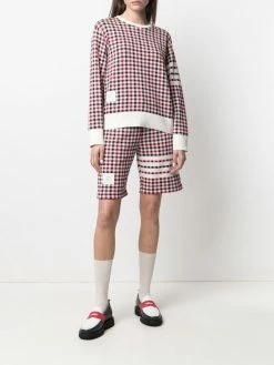 Thom Browne check-pattern logo-patch shorts