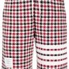 Thom Browne check-pattern logo-patch shorts