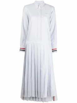 Thom Browne pinstriped pleated shirt dress