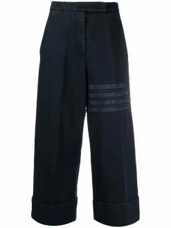Thom Browne 4-Bar stripe cropped trousers