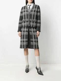 Thom Browne check pattern knitted cardigan