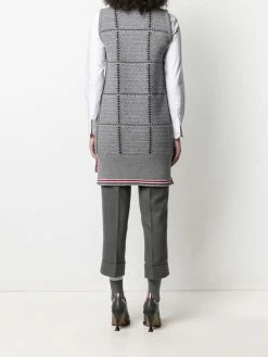 Thom Browne sleeveless checked cardi-coat
