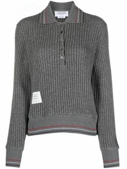 Thom Browne waffle-knit polo jumper