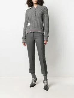 Thom Browne waffle-knit polo jumper