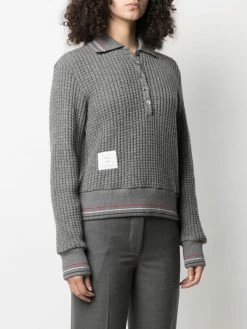 Thom Browne waffle-knit polo jumper