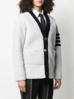 Thom Browne 4-Bar stripe shearling cardigan